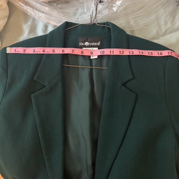 VINTAGE SAG HARBOR Hunter Green Wool Single Button Blazer - sz 14 - M - Picture 7 of 9